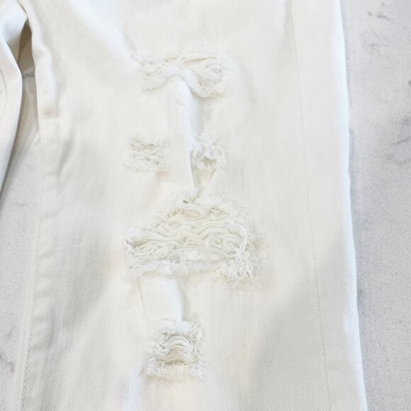 Gap 1969 Womens Jeans Relaxed Boyfriend White Cotton Ripped Button Fly 26 - Picture 7 of 14